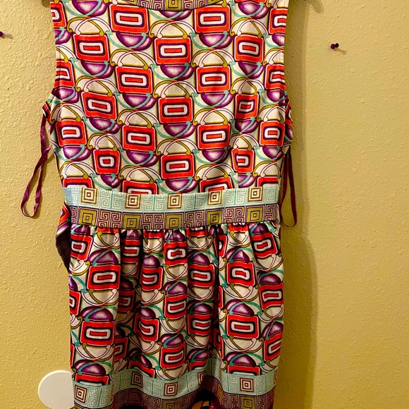 Nicole by Nicole Miller Greek Abstract Print V-Neck Tie Back Blouse 14 - Picture 2 of 4